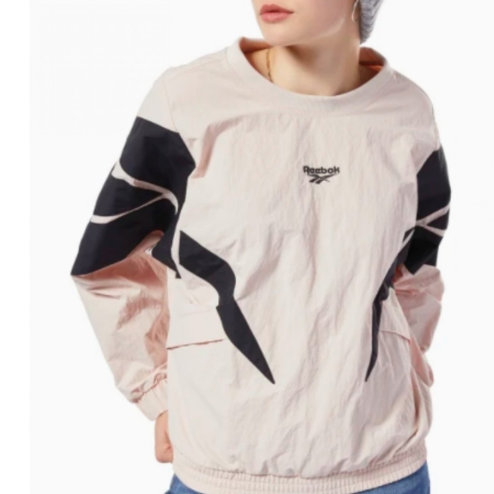 Reebok Women's Pink Crewneck Sweatshirt with Black Panels
